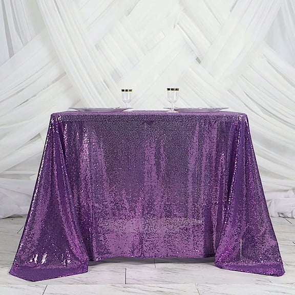 BalsaCircle 90" x 90" Purple Square Sequined Table Overlays Wedding Party Tablecloth