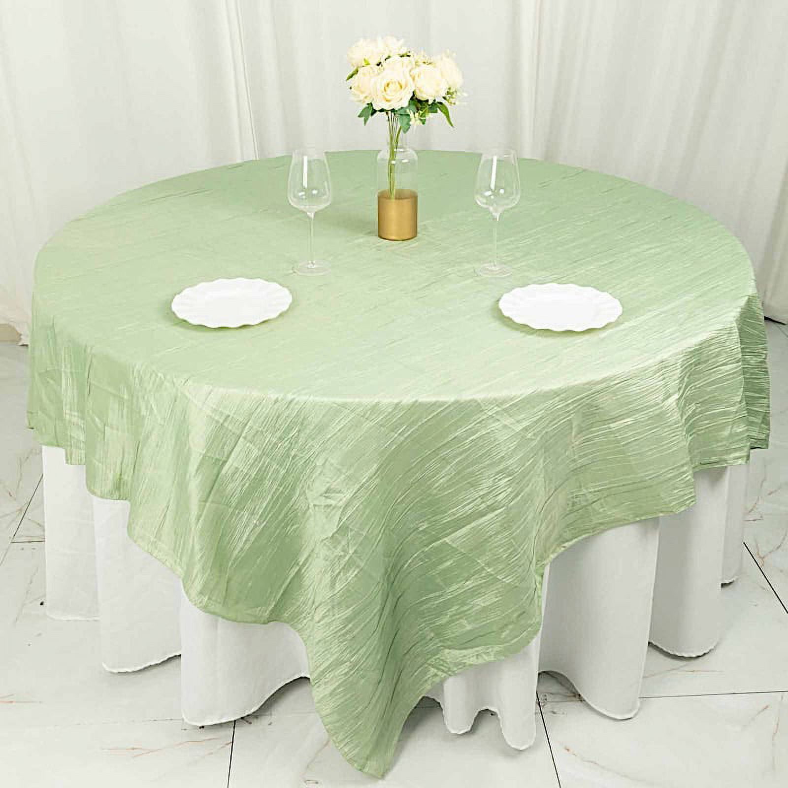 BalsaCircle 90" x 90" Sage Green Metallic Crinkled Taffeta Square Table ...