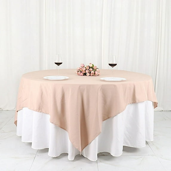 BalsaCircle 90" x 90" Square Polyester Tablecloth Nude