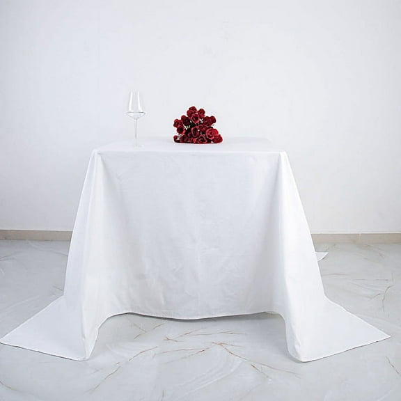 BalsaCircle 90" x 90" White Cotton Square Tablecloth Reception Catering Dining Table Linens