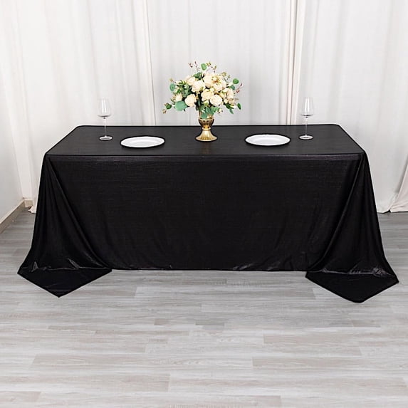 BalsaCircle 90x132 in Black Sequin Dots Polyester Rectangle Tablecloth Party Events Reception Decorations Supplies
