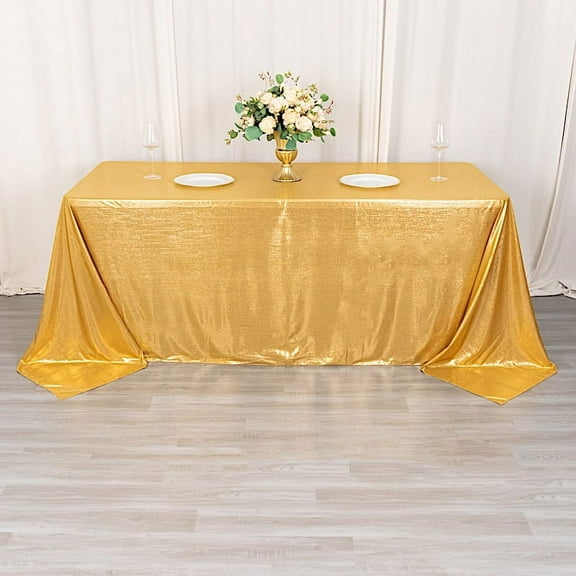 BalsaCircle 90x132 in Gold Sequin Dots Polyester Rectangle Tablecloth Party Events Reception Decorations Supplies