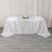 BalsaCircle 90x132 in White Stripes Satin Rectangle Tablecloth Wedding Party Linen Events Decorations Supplies