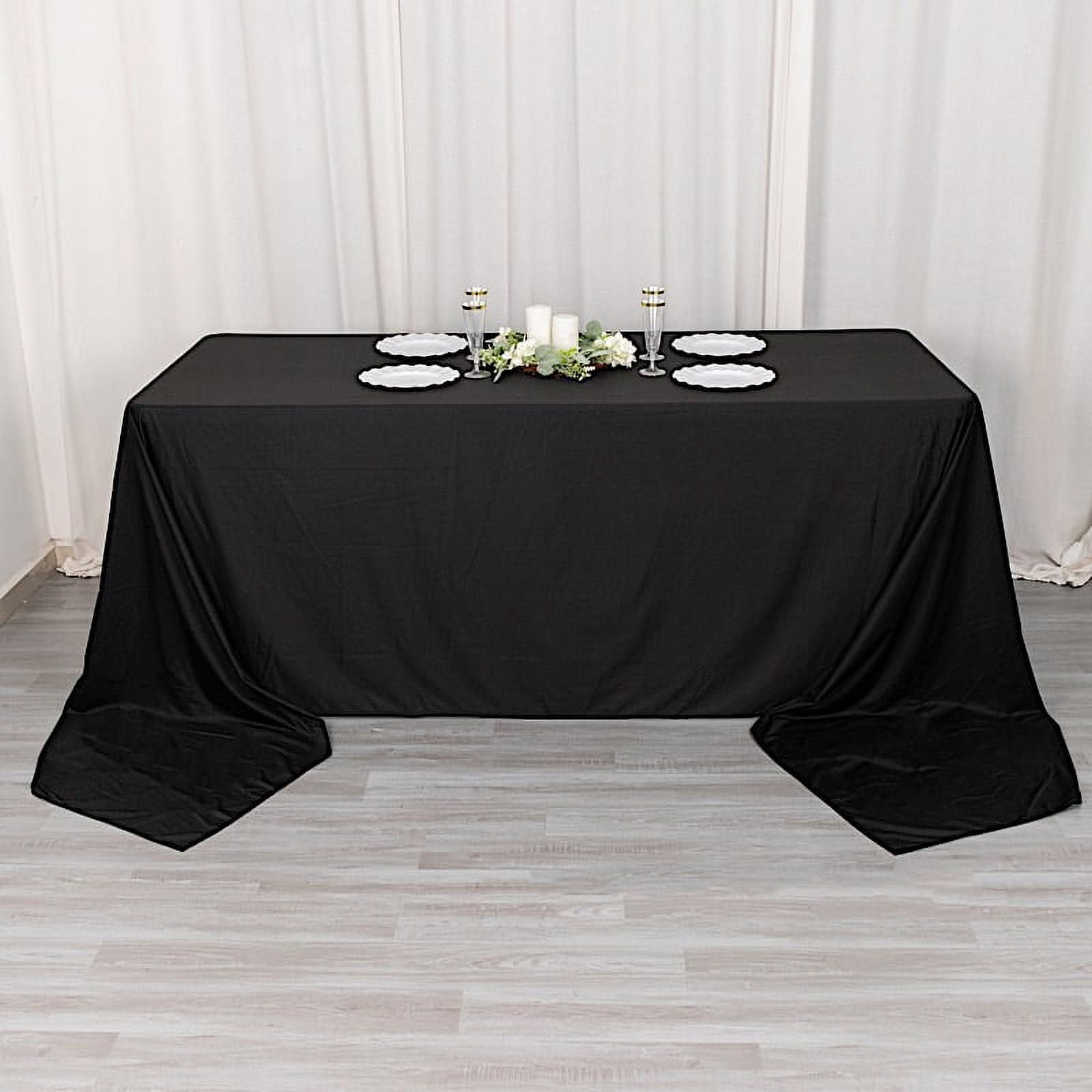 BalsaCircle 90x156 in Black Scuba Polyester Rectangle Tablecloth Party ...