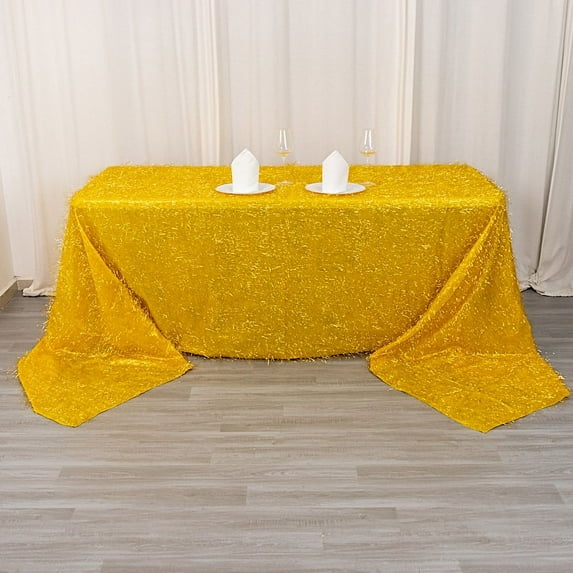 BalsaCircle 90x156 in Gold Metallic Tinsel Polyester Rectangle Tablecloth Party Events Decorations Supplies