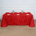 thumbnail image 1 of BalsaCircle 90x156 in Red Taffeta Rectangle Tablecloth 3D Leaves Petals Design Party Events Decorations Supplies, 1 of 8