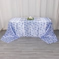thumbnail image 1 of Balsa Circle 90x156 in White Satin Rectangle Tablecloth Blue Floral Print Party Events Decorations Supplies, 1 of 8