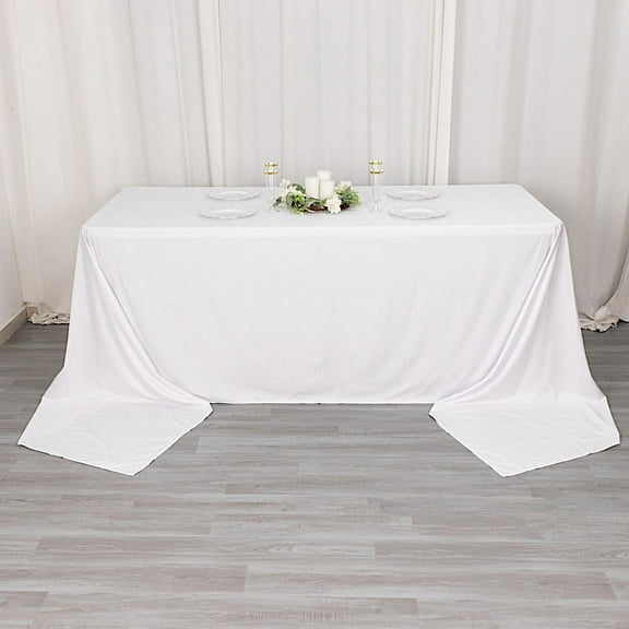 BalsaCircle 90x156 in White Scuba Polyester Rectangle Tablecloth Party Events Reception Decorations Supplies