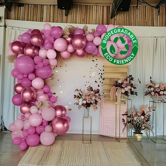 BalsaCircle 94 Rose Gold Pink Biodegradable Latex Balloon Garland Kit Birthday Events Reception Wedding Party Home Decorations Supplies