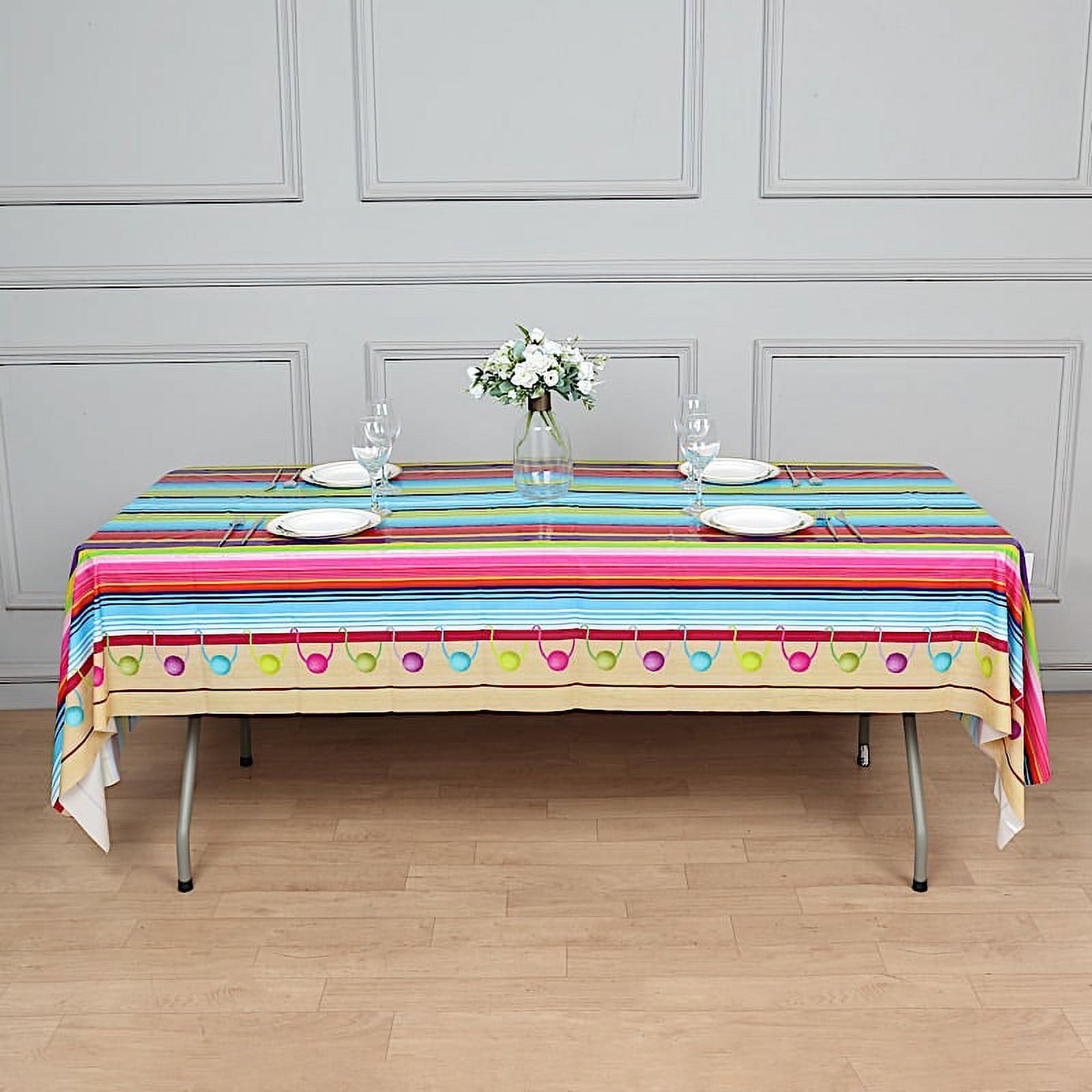 BalsaCircle Assorted 50x108" Mexican Fiesta Rectangular Disposable