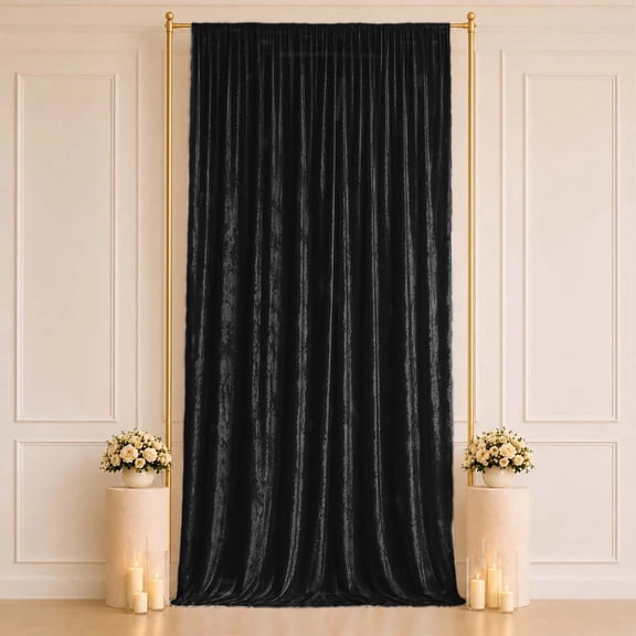 Balsa Circle Black 5 feet x 14 feet Crushed Velvet Backdrop Curtain 70% Blackout with Rod Pocket Wedding Reception Birthday Party Photobooth Ceremony Event Decorations Supplies