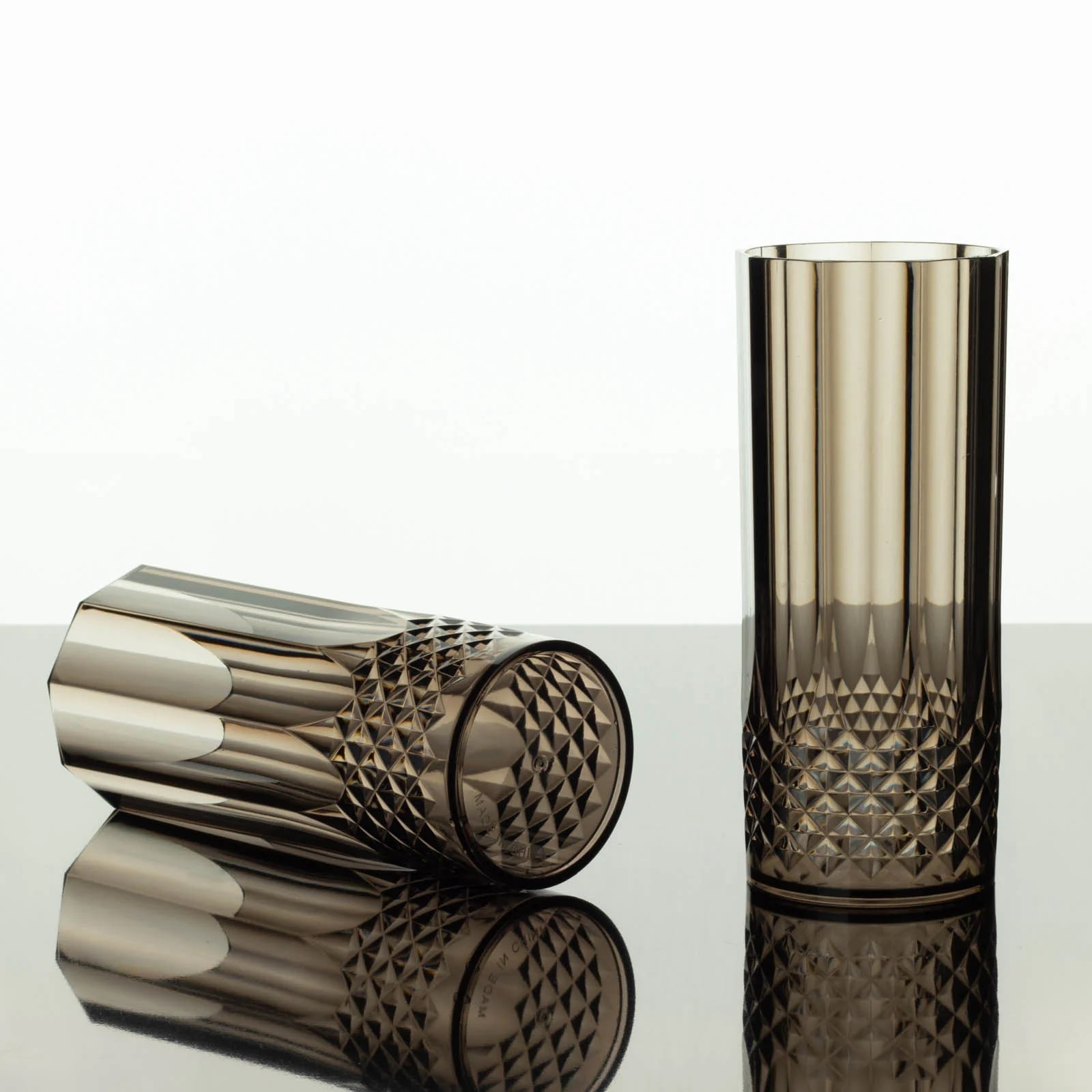 BalsaCircle Black 6 Crystal 14 oz Plastic Disposable Drinking Glasses