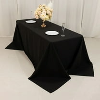 BalsaCircle Black 90" x 132" Cotton Blend Rectangular Tablecloth Wrinkle Resistant Fabric Table Linens Party Wedding Reception Event Decorations
