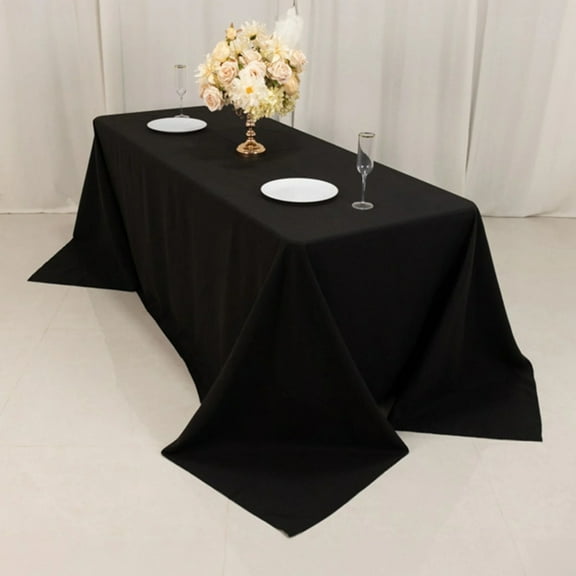 BalsaCircle Black 90" x 132" Cotton Blend Rectangular Tablecloth Wrinkle Resistant Fabric Table Linens Party Wedding Reception Event Decorations