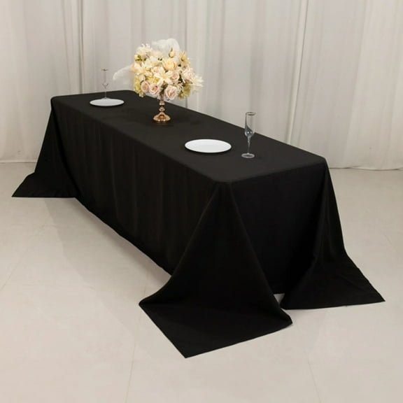 BalsaCircle Black 90" x 156" Cotton Blend Rectangular Tablecloth Wrinkle Resistant Fabric Table Linens Party Wedding Reception Event Decorations