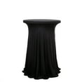 thumbnail image 1 of Balsa Circle Black Cocktail Table Cover Natural Wavy Drapes Spandex Tablecloth Reception, 1 of 8