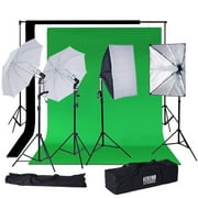 BalsaCircle Black Photography Video Studio Umbrella Lighting Kit Backdrops Softbox Portarit