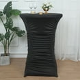 thumbnail image 1 of BalsaCircle Black Round Cocktail Table Cover Ruched Pleated Spandex Tablecloth Party Events Decorations Supplies, 1 of 8