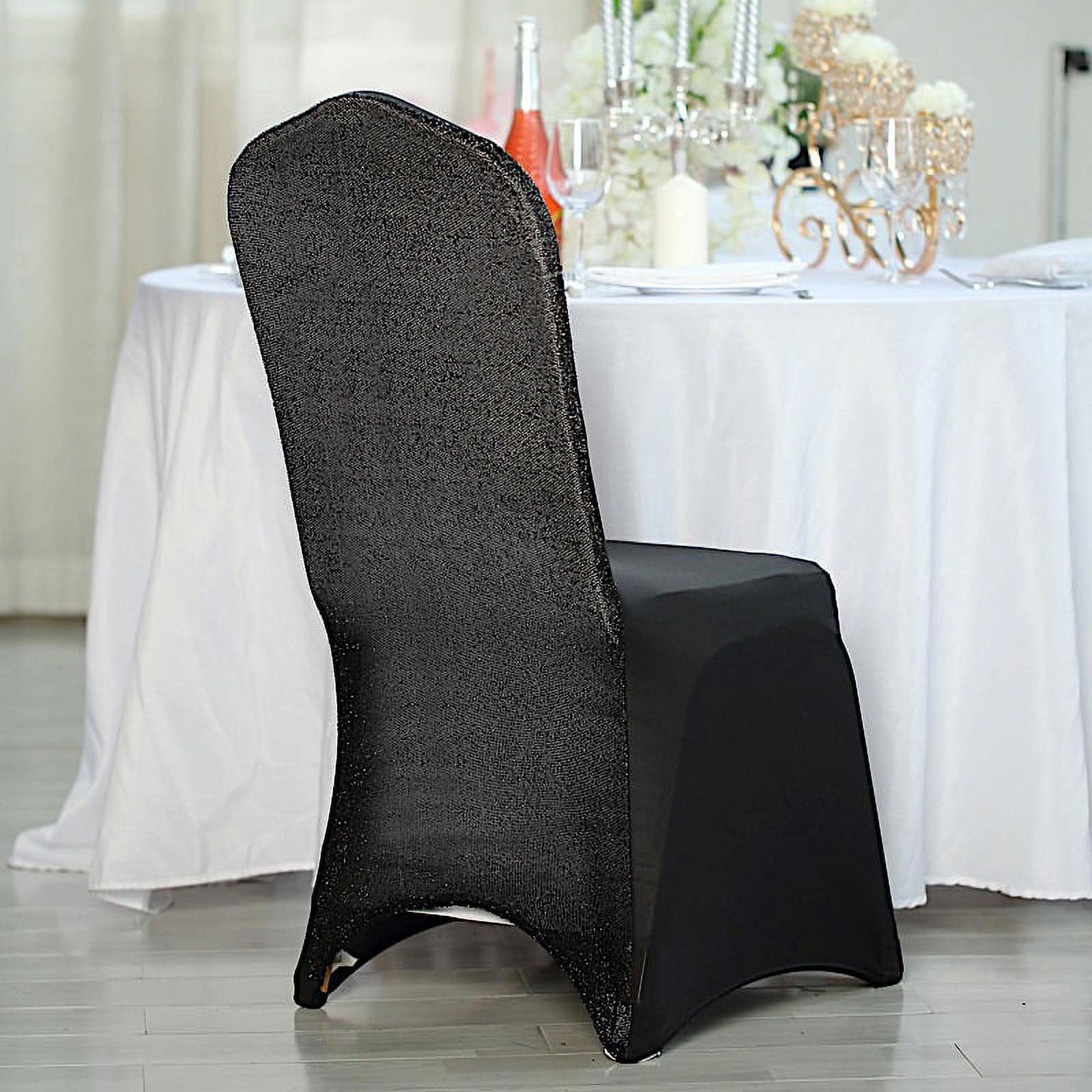 BalsaCircle Black Solid Metallic Spandex Stretchable Banquet Chair