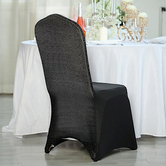 BalsaCircle Black Solid Metallic Spandex Stretchable Banquet Chair Covers Slipcovers