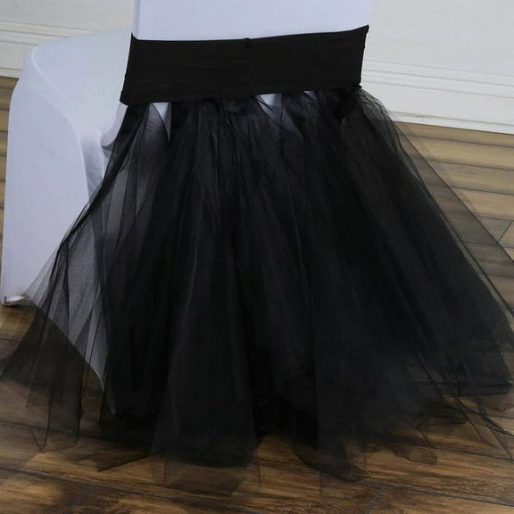 Balsa Circle Black Stretchable Spandex Tulle Tutu Chair Sash Slipcovers Wedding Decoration