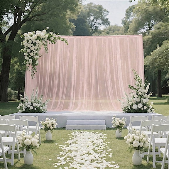 BalsaCircle Blush 10x10 feet Sheer Curtain Backdrop Wedding Drapery Panel Party Wedding Reception Home Events Decorations Supplies