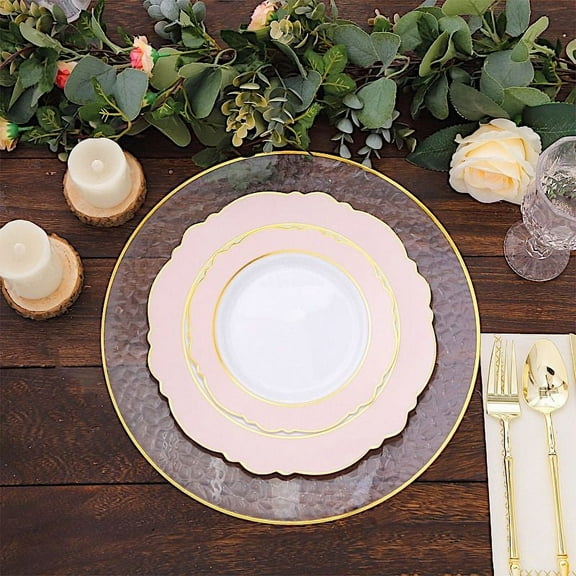 BalsaCircle Blush White 10 Round 8" Disposable Salad Plastic Plates Blossom Design Party Decorations