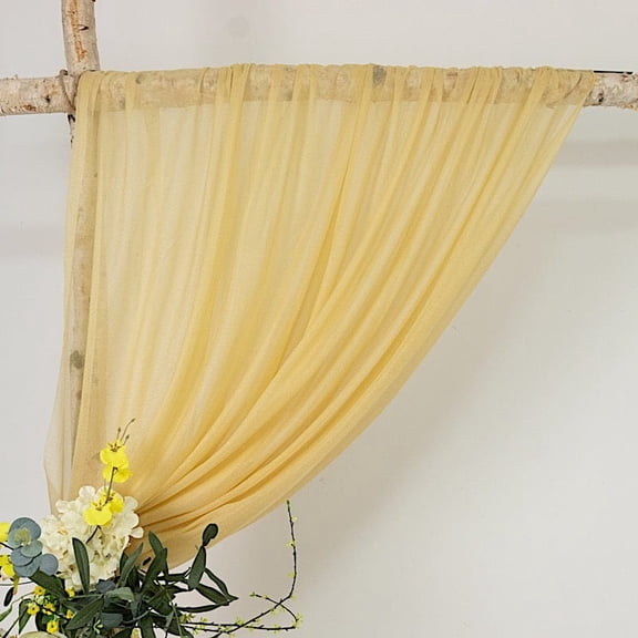 BalsaCircle Champagne 5x14 feet Sheer Curtain Backdrop Wedding Drapery Panel Party Wedding Reception Events Decorations Supplies