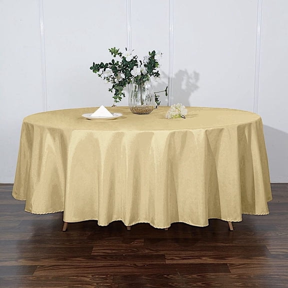 BalsaCircle 10 Pieces 108" Champagne Round Polyester Tablecloths Fabric Table Cover Linens