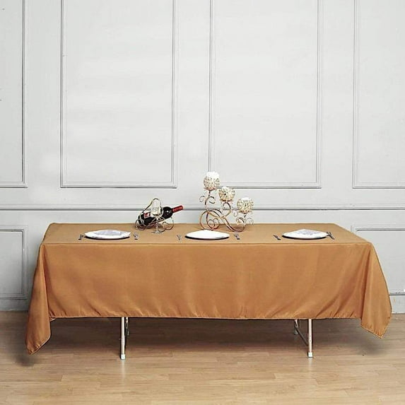 BalsaCircle 10 Pieces 60" x 102" Gold Rectangle Polyester Tablecloths Table Cover Linens