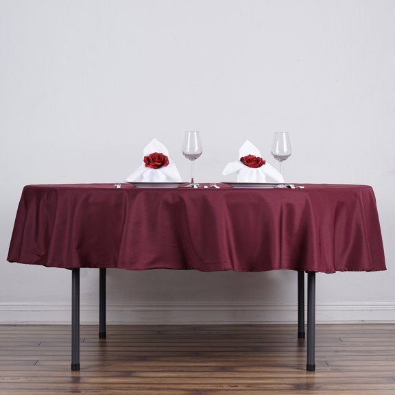 BalsaCircle 10 Pieces 70" Burgundy Round Polyester Tablecloths Fabric Table Cover Linens