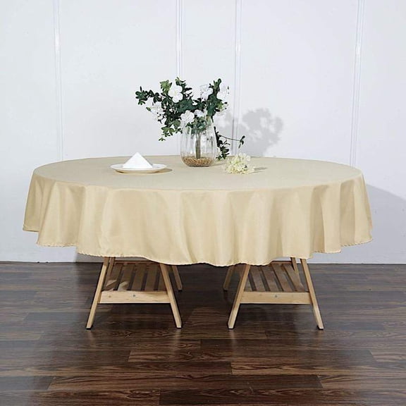 BalsaCircle 10 Pieces 90" Champagne Round Polyester Tablecloths Fabric Table Cover Linens