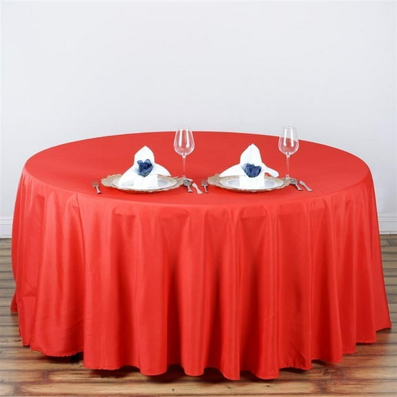 BalsaCircle Christmas Holidays 108" Red Round Polyester Tablecloth Linens Decoration