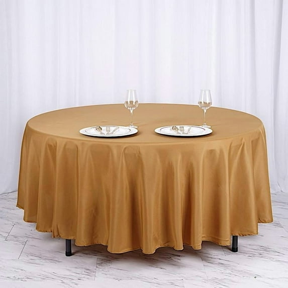 BalsaCircle 6 Pieces 108" Gold Round Polyester Tablecloths Fabric Table Cover Linens