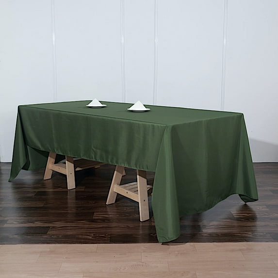 BalsaCircle Christmas Holidays 6 Pieces 60" x 126" Moss Green Rectangle Polyester Tablecloths Linen