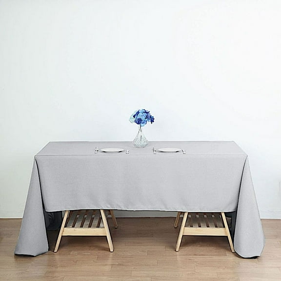 BalsaCircle 6 Pieces 60" x 126" Silver Rectangle Polyester Tablecloths Table Cover Linens