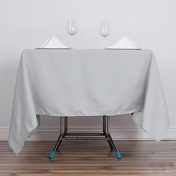 BalsaCircle Christmas Holidays 6 Pieces 70" x 70" Silver Square Polyester Tablecloths Linen
