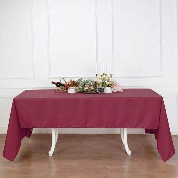 BalsaCircle Christmas Holidays 60" x 126" Burgundy Rectangle Polyester Tablecloth Linen