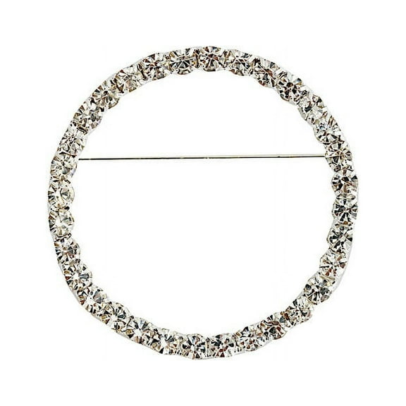 BalsaCircle Circle Rhinestones Chair Sash Buckle Pin Silver