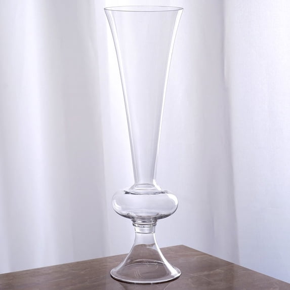 BalsaCircle Clear 4 Pieces 15" Glass Trumpet Vases Party Centerpieces Flowers Cheap Bulk