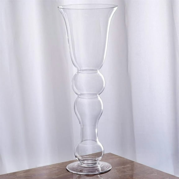 BalsaCircle Clear 4 Pieces 20" Glass Curvy Trumpet Vases Centerpieces Flowers Cheap Bulk