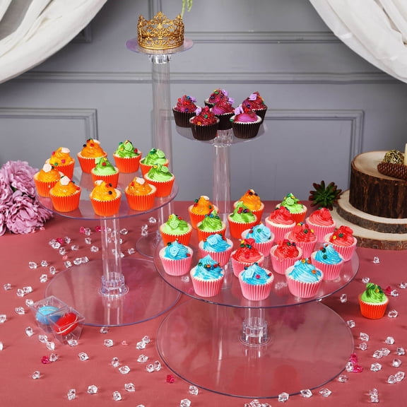 BalsaCircle Clear 4 Tiers 16" Cupcake Cake Stand Wedding Party Decorations Dessert Display Pedestal Riser