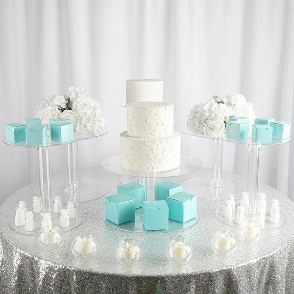 BalsaCircle Clear 6 Tiers Wedding Party Cupcake Cup Cake Stand Party Dessert Display Pedestal Riser