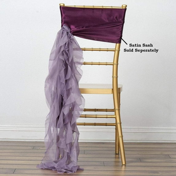 BalsaCircle Curly Chiffon Chair Sash Amethyst