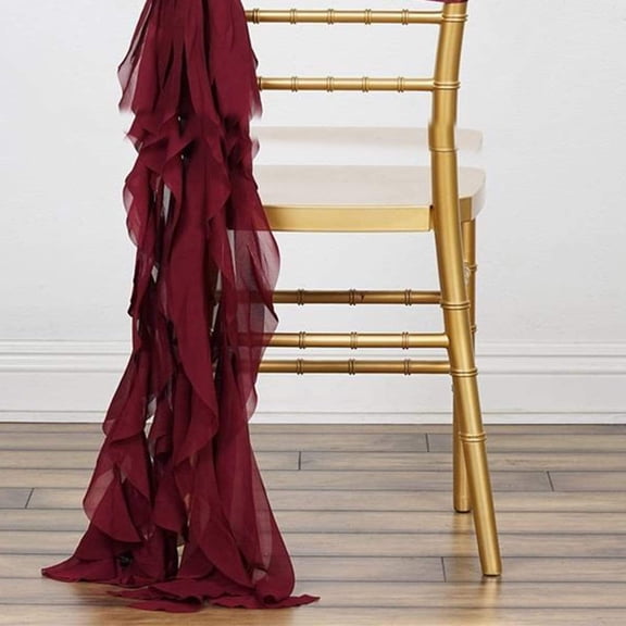 BalsaCircle Curly Chiffon Chair Sash Burgundy