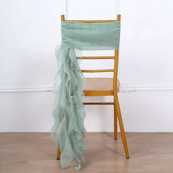 BalsaCircle Curly Chiffon Chair Sash Eucalyptus Sage