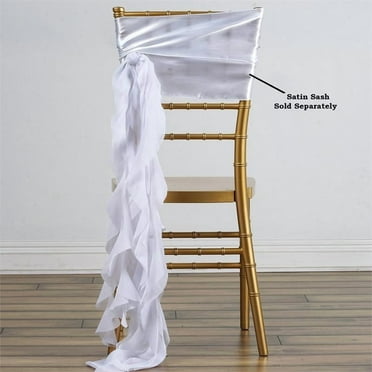 BalsaCircle Curly Chiffon Chair Sash White