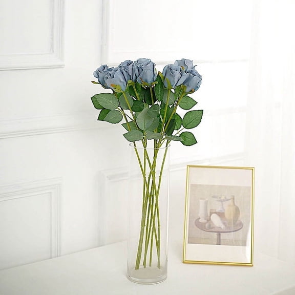 BalsaCircle Dusty Blue 24 Stems 31" Long Silk Roses Artificial Flowers Wedding Party Events Decorations Supplies