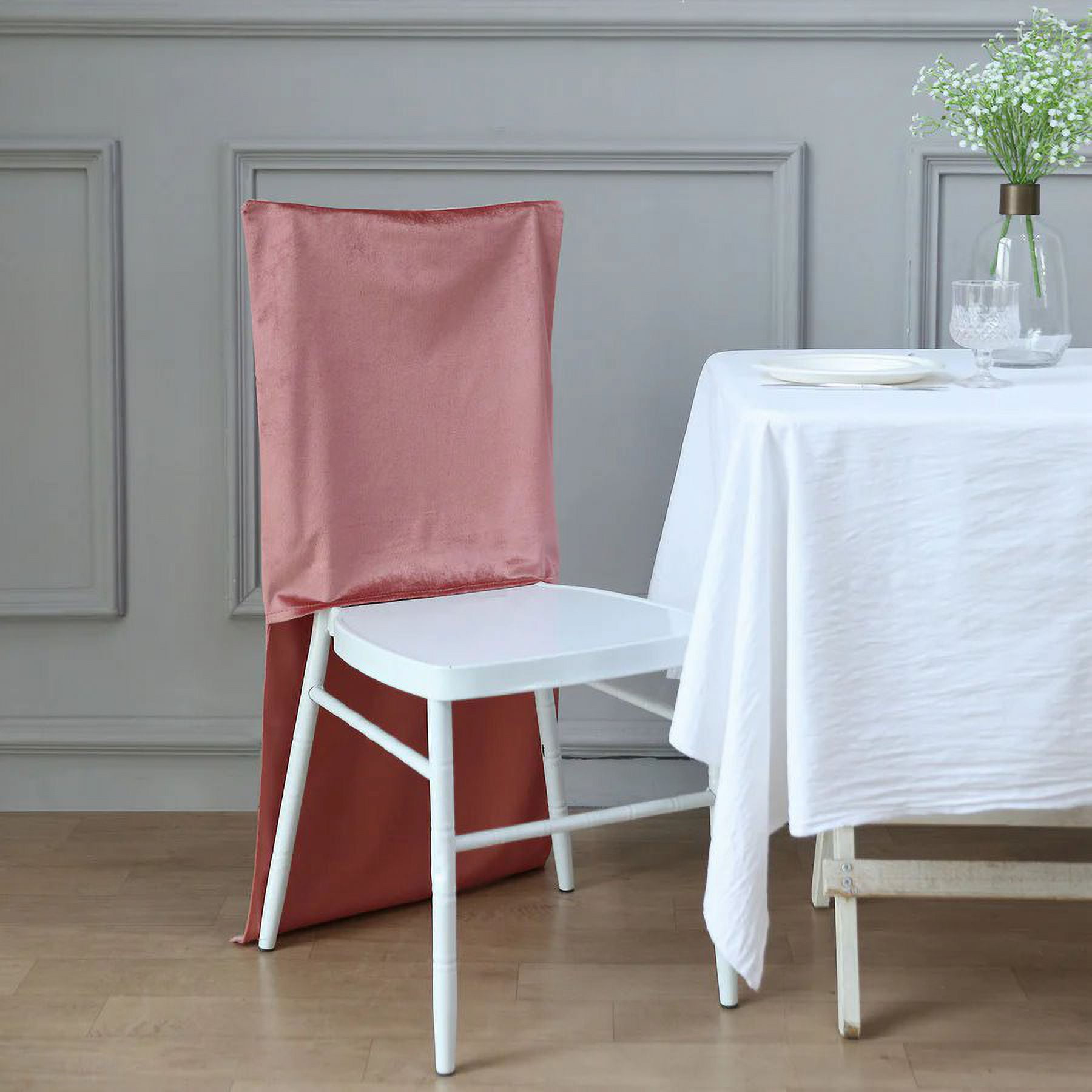 BalsaCircle Dusty Rose Soft Velvet Chiavari Dining Chair Back Slipcover ...