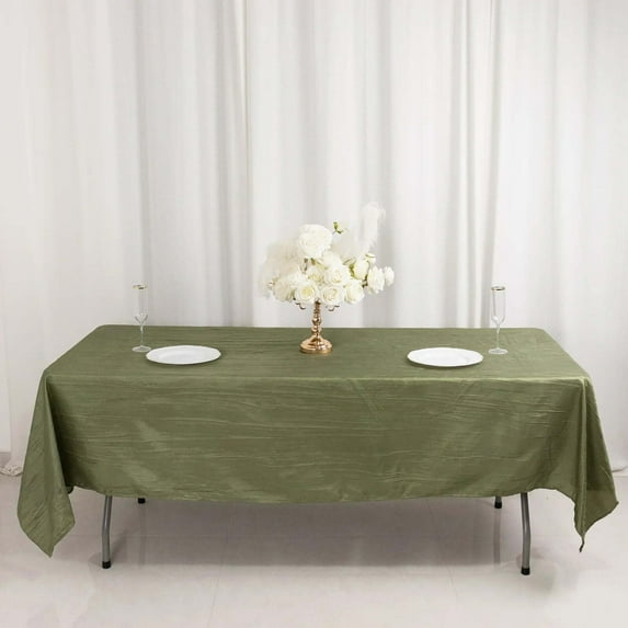 BalsaCircle Dusty Sage Green 60" x 102" Accordion Crinkle Taffeta Rectangular Tablecloth Decorations